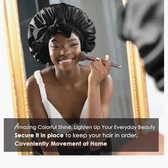 Satin Bonnet for Sleeping Hair Bonnet with Tie Band Head  Wrap Bonnets - Picture 3 of 5